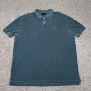Allen Edmonds Polo Shirt Adult 2XL XXL Green Pima Cotton Split Hem S/S Pullover